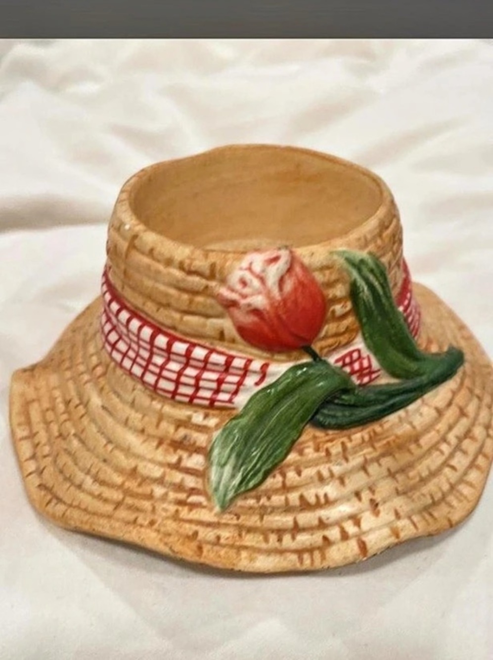 Yankee Candle Tea-light holder, straw hat, country/farmhouse decor